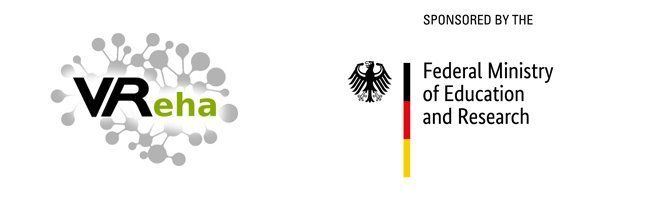 Logo des Forschungsprojektes VReha und des Bundesministeriums für Bildung und Forschung